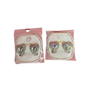 Silver Heart Earrings with Crystal Accents